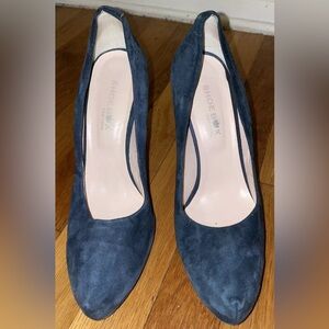 THE SHOEBOX SHOE BOX teal suede Leather pumps heels shoes 40